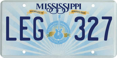 MS license plate LEG327
