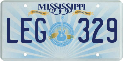 MS license plate LEG329