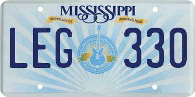 MS license plate LEG330