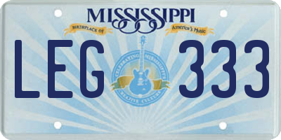 MS license plate LEG333