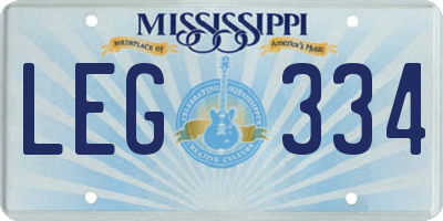 MS license plate LEG334