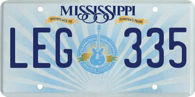 MS license plate LEG335