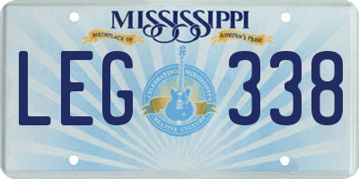 MS license plate LEG338