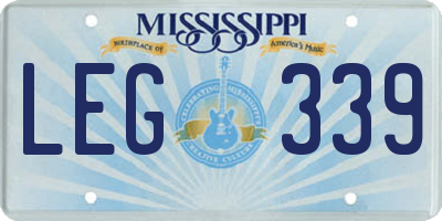 MS license plate LEG339