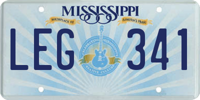 MS license plate LEG341