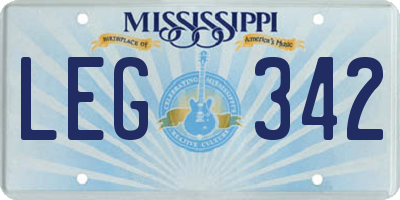 MS license plate LEG342
