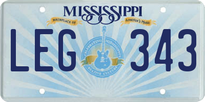 MS license plate LEG343