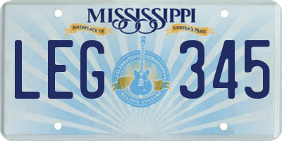 MS license plate LEG345
