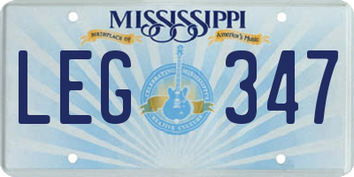 MS license plate LEG347