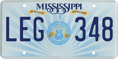 MS license plate LEG348