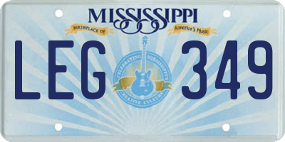 MS license plate LEG349