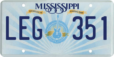 MS license plate LEG351