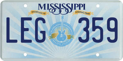 MS license plate LEG359
