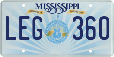 MS license plate LEG360