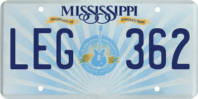 MS license plate LEG362