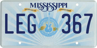 MS license plate LEG367