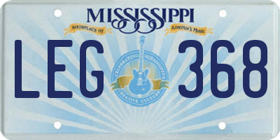 MS license plate LEG368