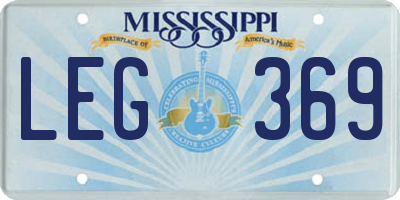 MS license plate LEG369