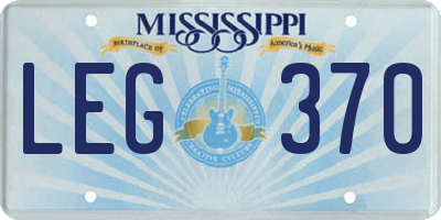 MS license plate LEG370