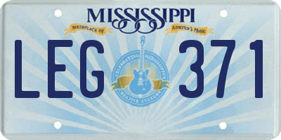 MS license plate LEG371