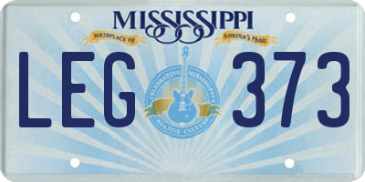 MS license plate LEG373