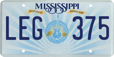 MS license plate LEG375