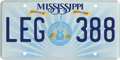 MS license plate LEG388