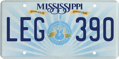 MS license plate LEG390