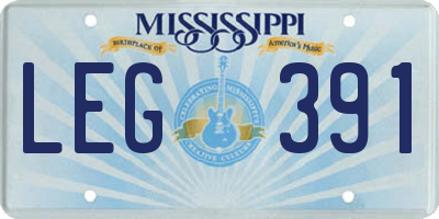 MS license plate LEG391