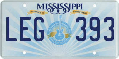 MS license plate LEG393