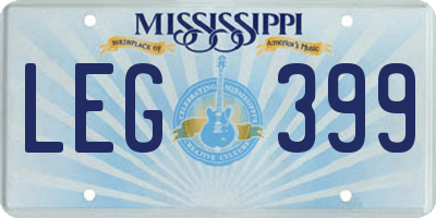 MS license plate LEG399