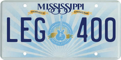 MS license plate LEG400