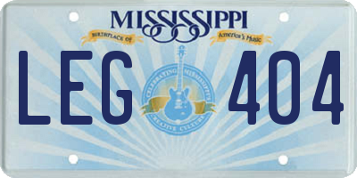 MS license plate LEG404