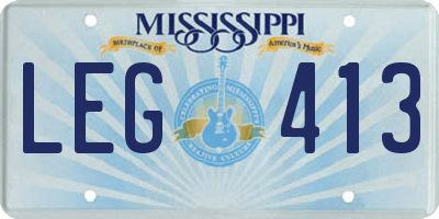 MS license plate LEG413