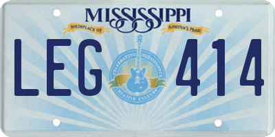 MS license plate LEG414