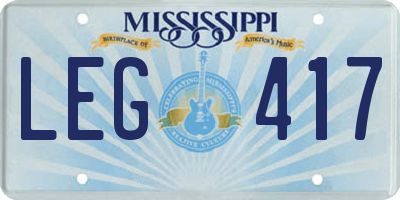 MS license plate LEG417