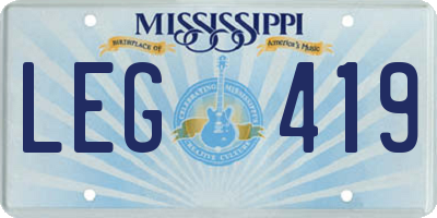 MS license plate LEG419
