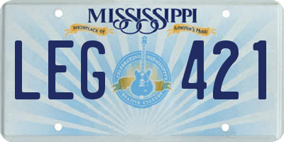 MS license plate LEG421