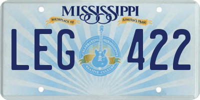 MS license plate LEG422