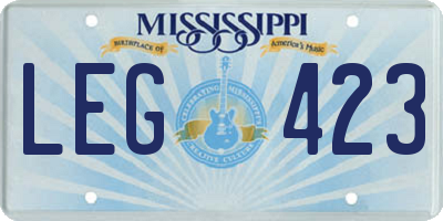 MS license plate LEG423