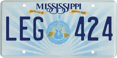 MS license plate LEG424