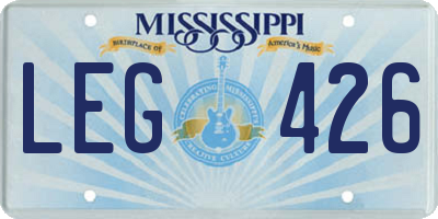 MS license plate LEG426