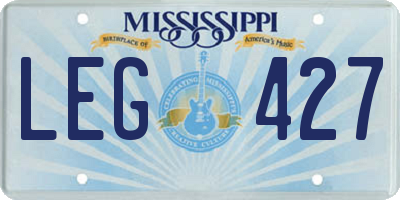 MS license plate LEG427