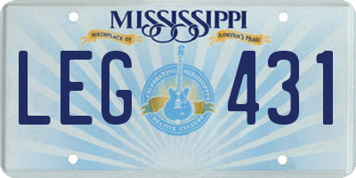 MS license plate LEG431