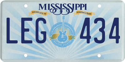MS license plate LEG434