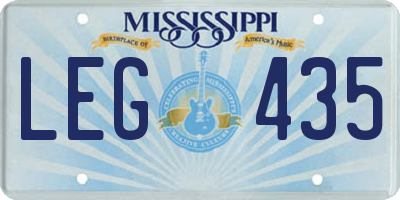MS license plate LEG435