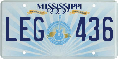 MS license plate LEG436