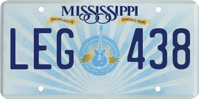 MS license plate LEG438