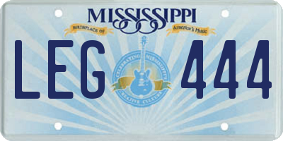 MS license plate LEG444