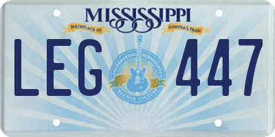 MS license plate LEG447